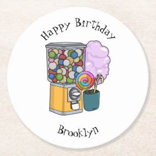 Candy cartoon illustration round paper coaster