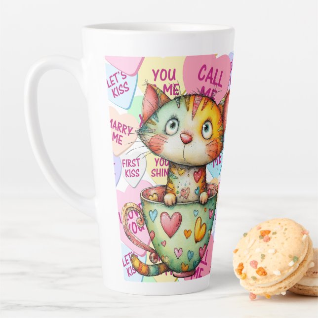 Candy Cat Valentine Latte Mug (In Situ)