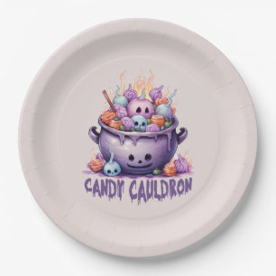 Candy Cauldron – Pastel Purple Halloween Treats Paper Plate