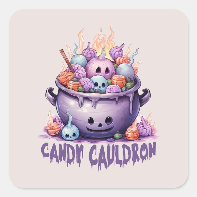Candy Cauldron Square Sticker (Front)
