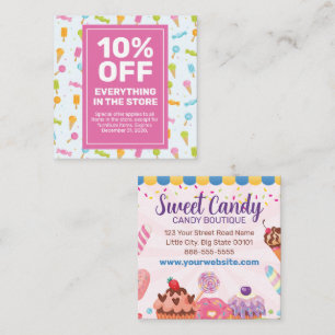 Candy Chocolates Cupcakes Discount Coupon Card