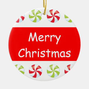 Candy Christmas Keepsake with Year Ceramic Tree Decoration