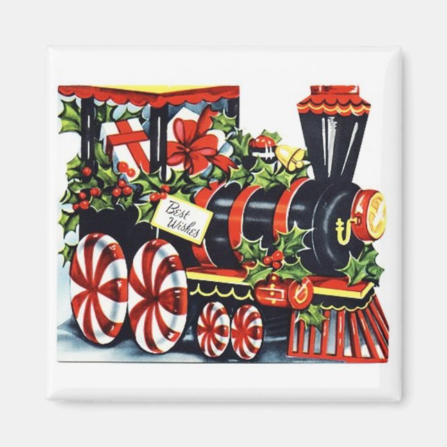 Candy Christmas Train Vintage Magnet (Front)