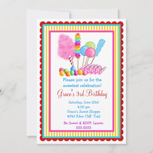 Candy Circus Invitations- with red accent Invitation (Front)
