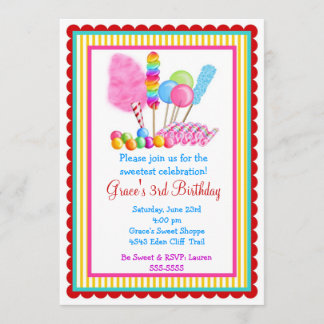 Candy Circus Invitations- with red accent Invitation