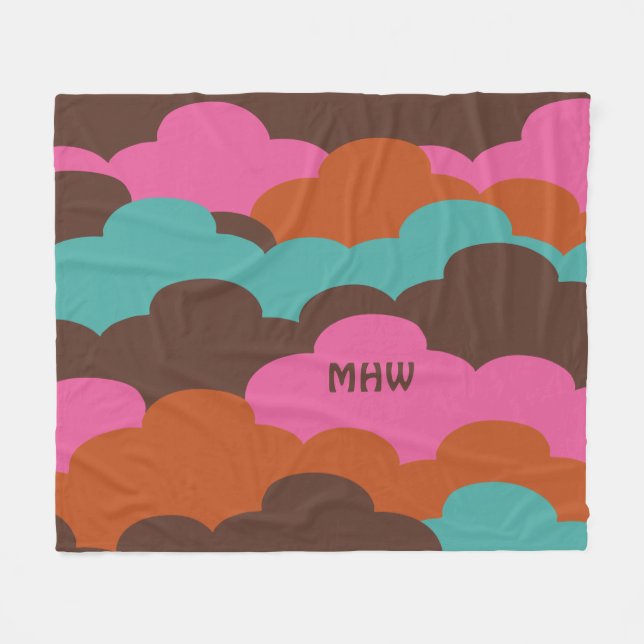 Candy Clouds custom monogram fleece blanket (Front (Horizontal))