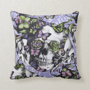 Candy Coated girly rose skull pillow. Cushion