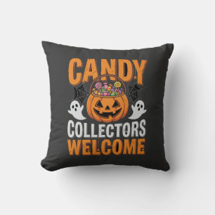 Candy Collectors Welcome Halloween Pumpkin Cushion