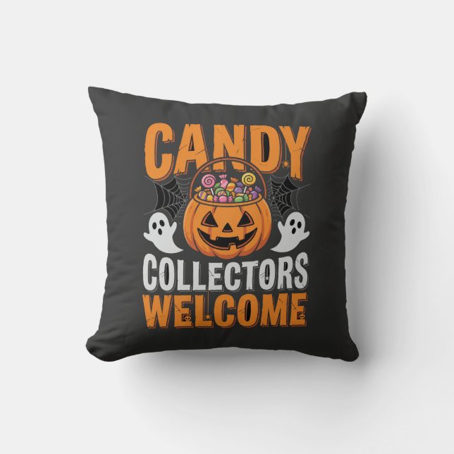 Candy Collectors Welcome Halloween Pumpkin Cushion (Front)