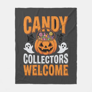 Candy Collectors Welcome Halloween Pumpkin Fleece Blanket