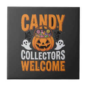 Candy Collectors Welcome Halloween Pumpkin Tile