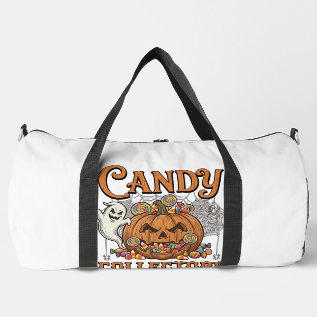 Candy Collectors Welcome Pumpkin Ghost Spider Web Duffle Bag (Front)