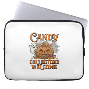 Candy Collectors Welcome Pumpkin Ghost Spider Web Laptop Sleeve