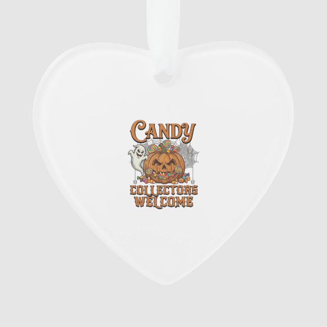 Candy Collectors Welcome Pumpkin Ghost Spider Web Ornament (Front)