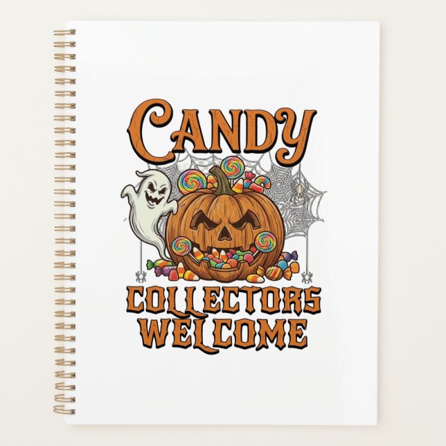 Candy Collectors Welcome Pumpkin Ghost Spider Web Planner (Front)