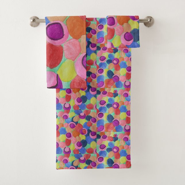 Candy Color Flowers Bathroom Towel Set (Insitu)