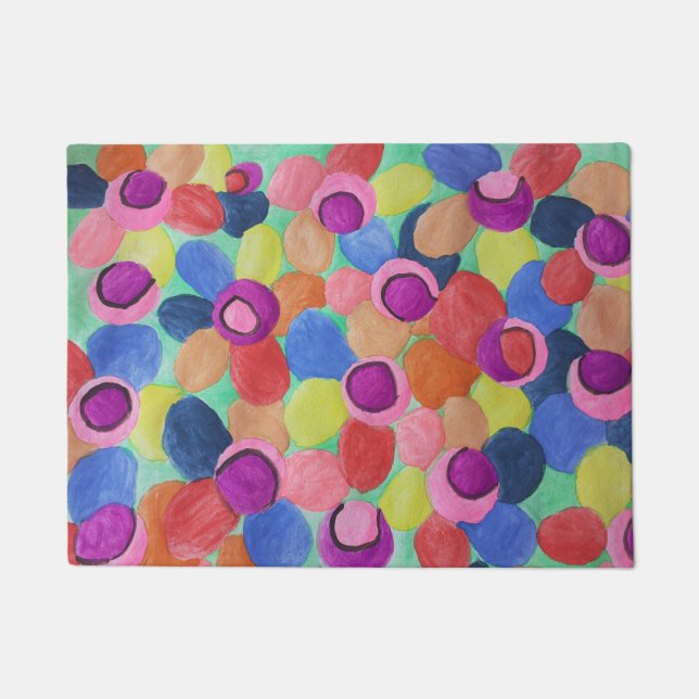 Candy Colored Flowers Door Mat (Front)