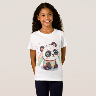 Candy-Colored Panda Cartoon T-Shirt Design