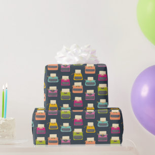 Candy Colored Vintage Typewriters Patterned  Wrapping Paper