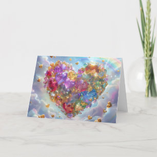 Candy Coloured Crystal Heart Digital Art Thank You Card