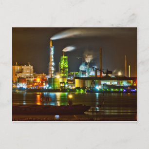 Candy coloured factory postcard