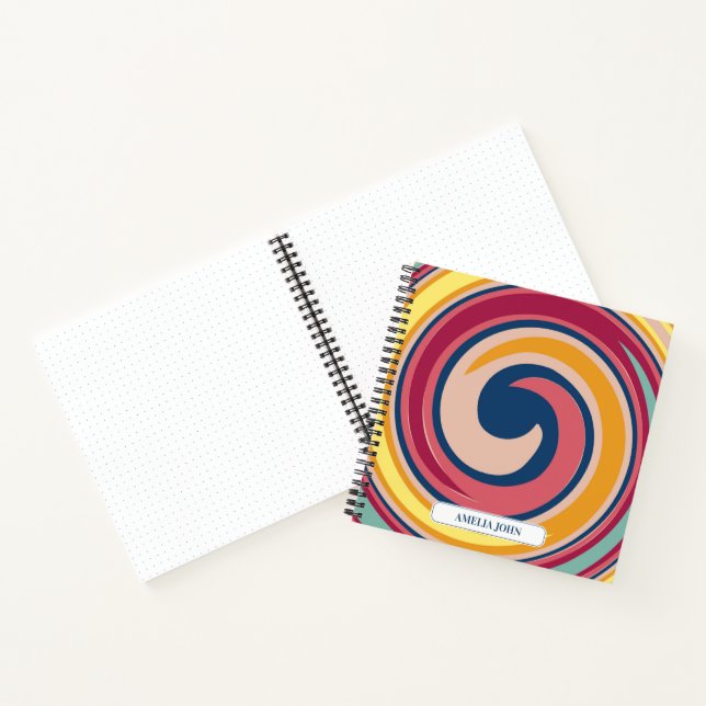Candy Coloured Psychedelic Swirl Name Notebook (Inside)