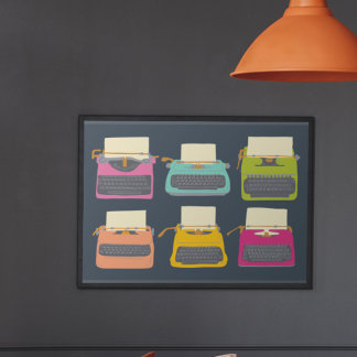 Candy Coloured Vintage Typewriters Illustrations Poster