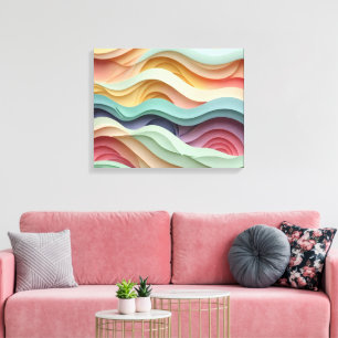 Candy Coloured Wavy Stripes Canvas Print