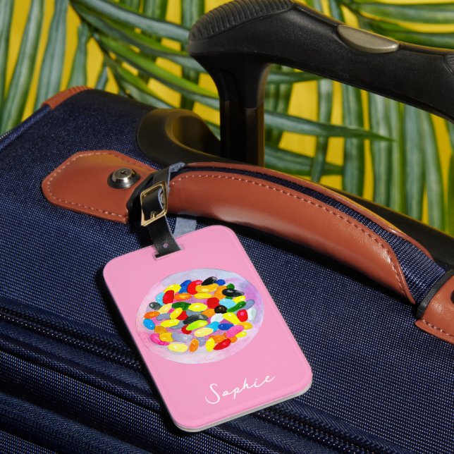 Candy colourful sweet jelly lollies luggage tag (Front Insitu 1)