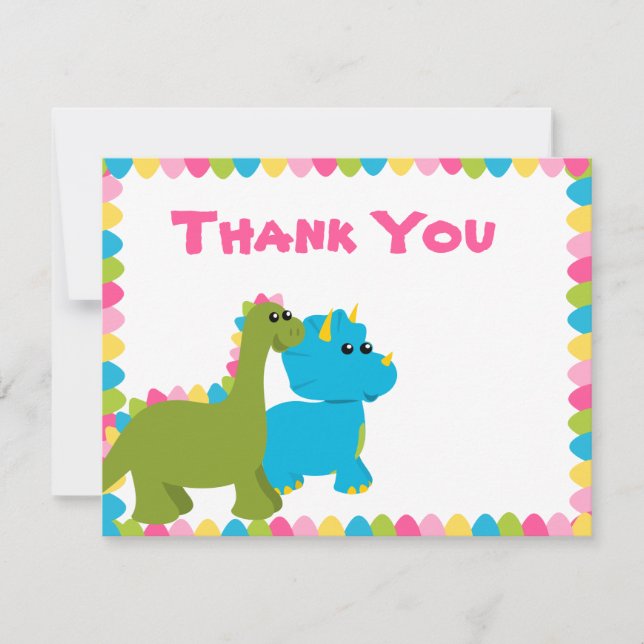Candy Colours Dino Thank You Card (Front)