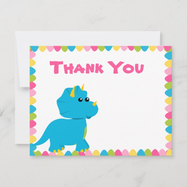 Candy Colours Dino Thank You Card (Front)