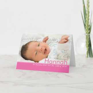 Candy Colours Pink Geburtskarte - Baby Announcement