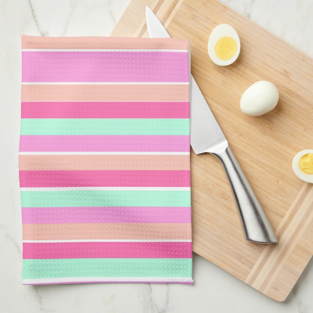 Candy Colours Stripes Tea Towel (Quarter Fold)