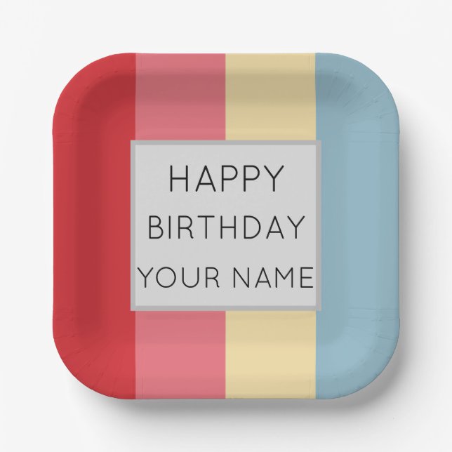 Candy Colours Vertical Stripes Paper Plate (Front)