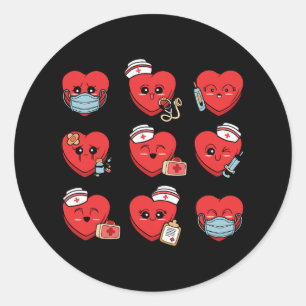 Candy Conversation Heart Nurse Valentine Nursing M Classic Round Sticker