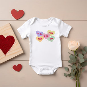 Candy Conversation Hearts Valentine Baby Bodysuit