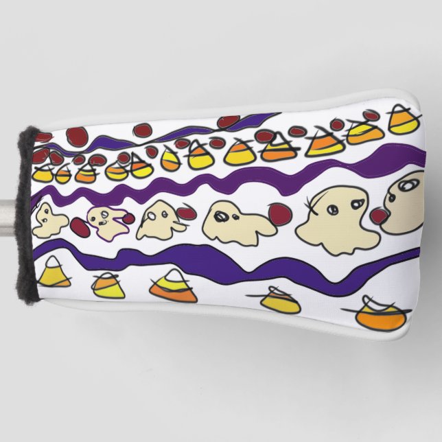 Candy corn and ghost golf head cover (Front)