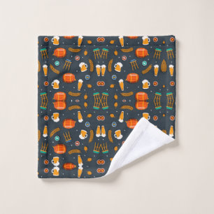 Candy corn, and white ghosts on a dark background wash cloth