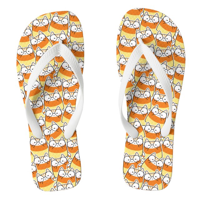 Candy Corn Cat Pattern Jandals (Footbed)