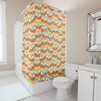 Candy Corn Cat Pattern Shower Curtain