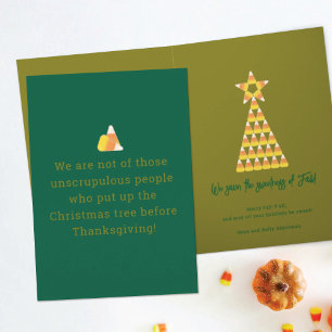 Candy Corn Christmas Tree Fall Greeting Card