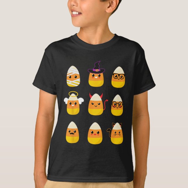 Candy Corn Costume Characters - Cute Halloween Kid T-Shirt (Front)
