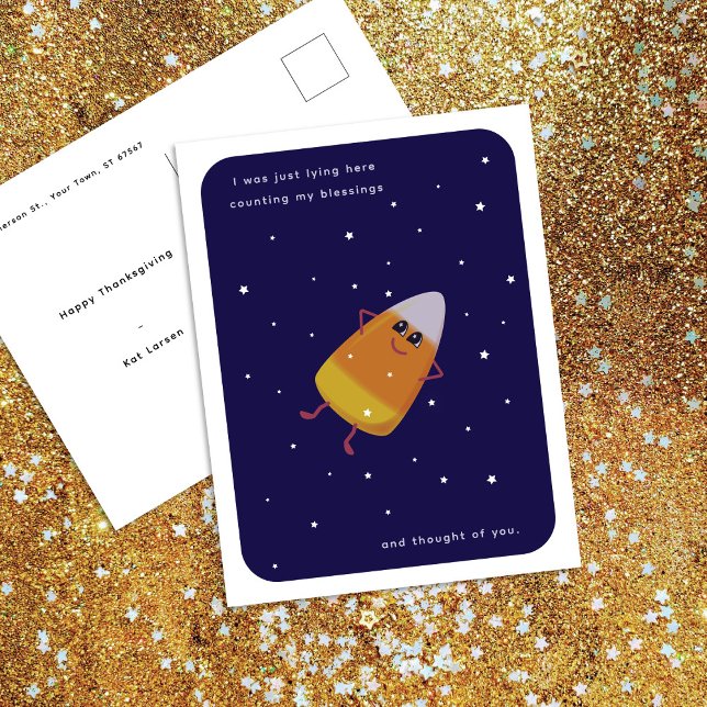 Candy Corn "Counting My Blessings" Thanksgiving Holiday Postcard (Creator Uploaded)