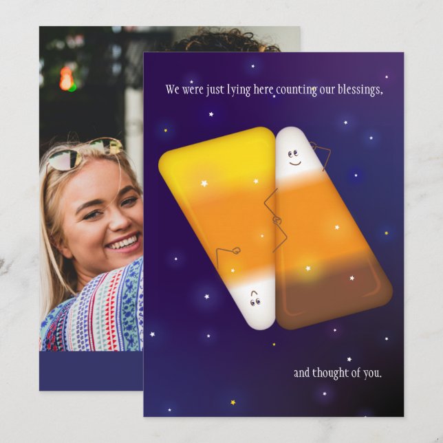 Candy Corn Couple Photo Card (Front/Back)