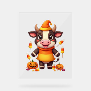Candy Corn Cow Acrylic Sign