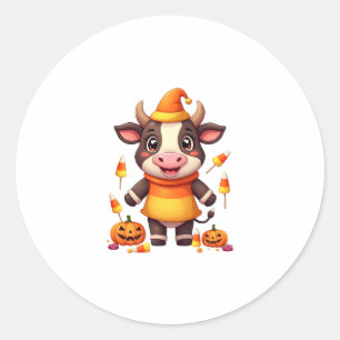 Candy Corn Cow Classic Round Sticker
