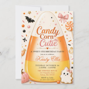 Candy Corn Cutie Sweet 6th Birthday Party Invitation