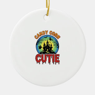 Candy Corn Cutie Vintage Halloween Castle Design_1 Ceramic Tree Decoration