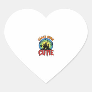 Candy Corn Cutie Vintage Halloween Castle Design_1 Heart Sticker
