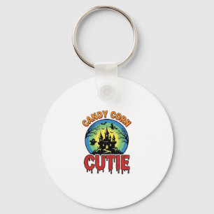 Candy Corn Cutie Vintage Halloween Castle Design_1 Key Ring